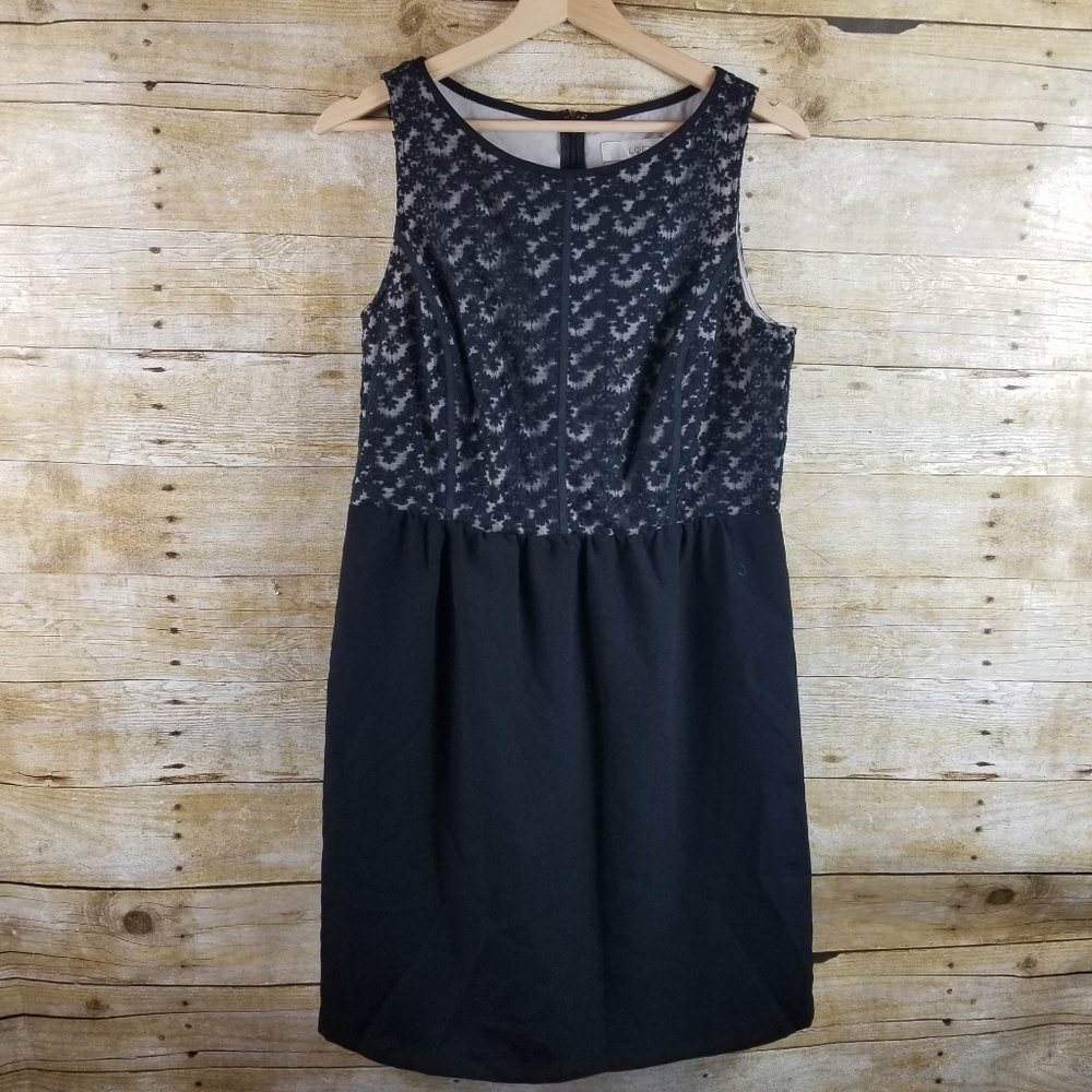 Women's Black Nude Ann Taylor Loft Sheath Dress 6